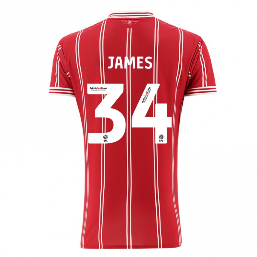 Niño Fútbol Camiseta Joseph James #34 Rojo 1ª Equipación 2023/24 Perú