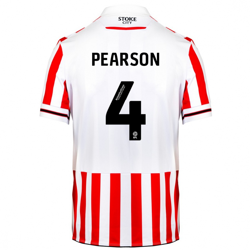 Niño Fútbol Camiseta Ben Pearson #4 Rojo Blanco 1ª Equipación 2023/24 Perú