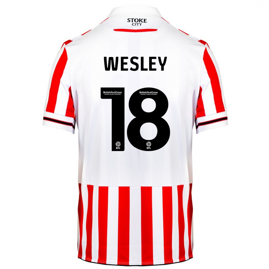 Niño Fútbol Camiseta Wesley Moraes #18 Rojo Blanco 1ª Equipación 2023/24 Perú