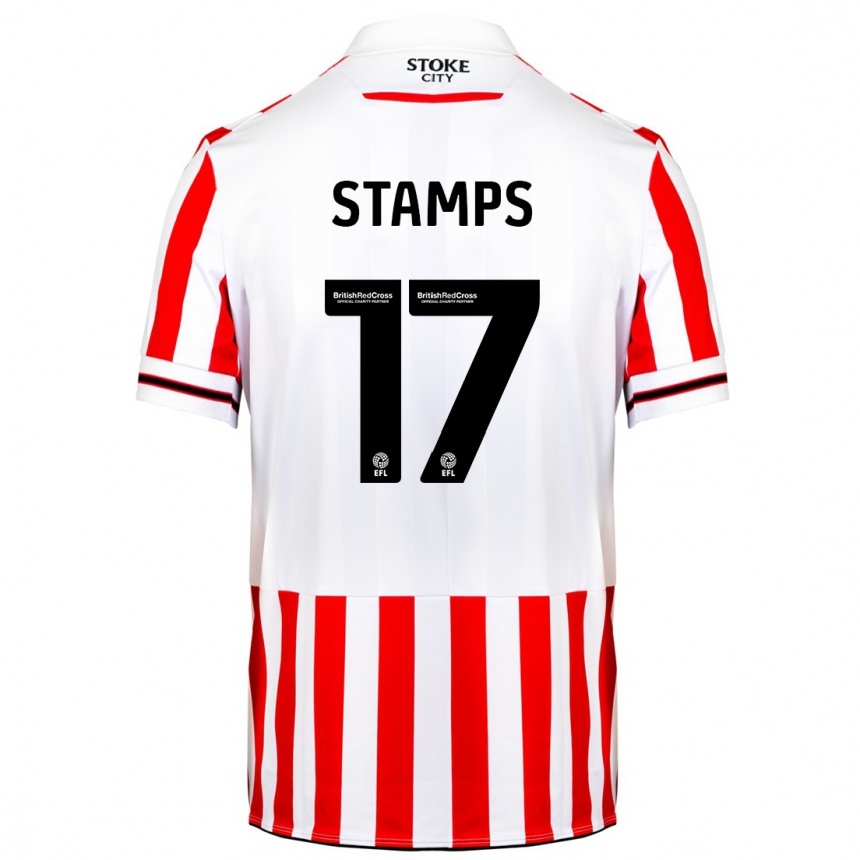 Niño Fútbol Camiseta Shannon Stamps #17 Rojo Blanco 1ª Equipación 2023/24 Perú