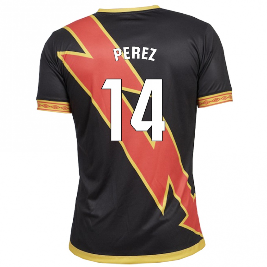 Niño Fútbol Camiseta Kike Pérez #14 Negro 2ª Equipación 2023/24 Perú