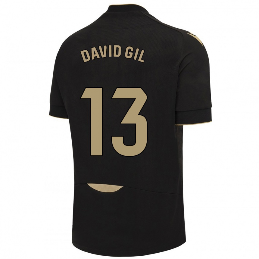 Niño Fútbol Camiseta David Gil #13 Negro 2ª Equipación 2023/24 Perú