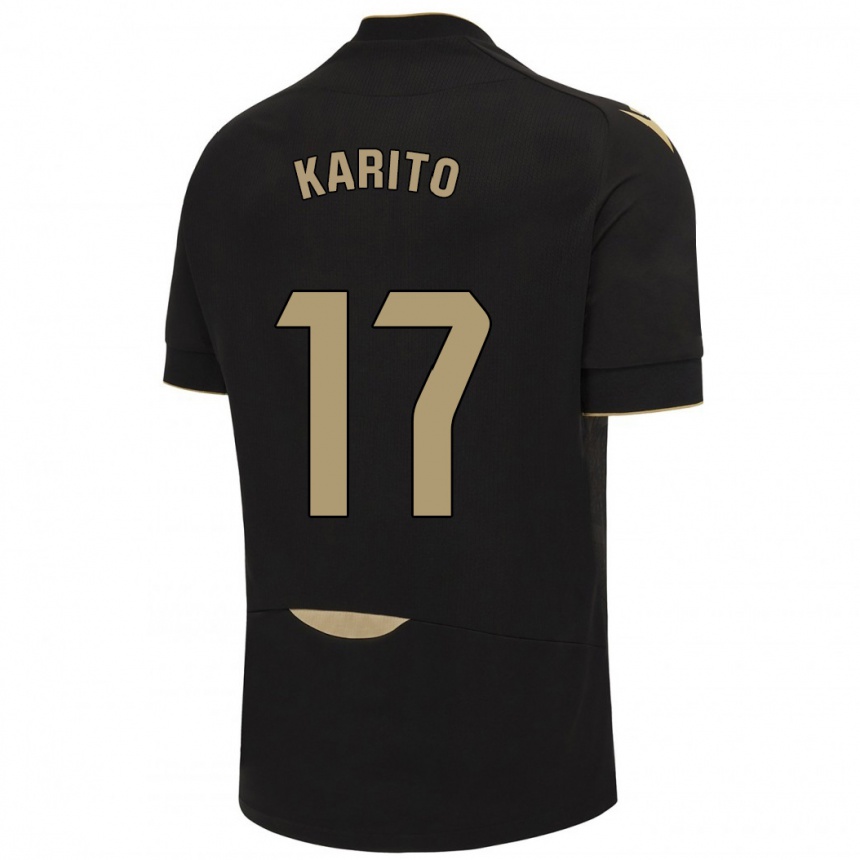 Niño Fútbol Camiseta Carolina De Los Santos Mellado #17 Negro 2ª Equipación 2023/24 Perú