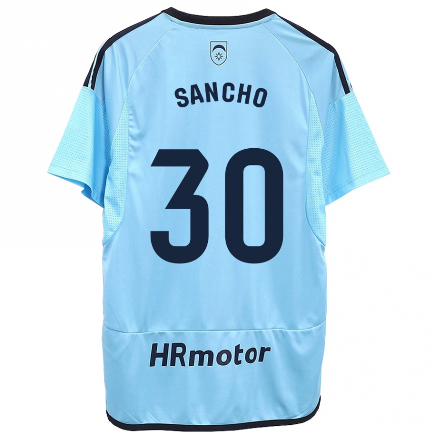 Niño Fútbol Camiseta Dani Sancho #30 Azul 2ª Equipación 2023/24 Perú