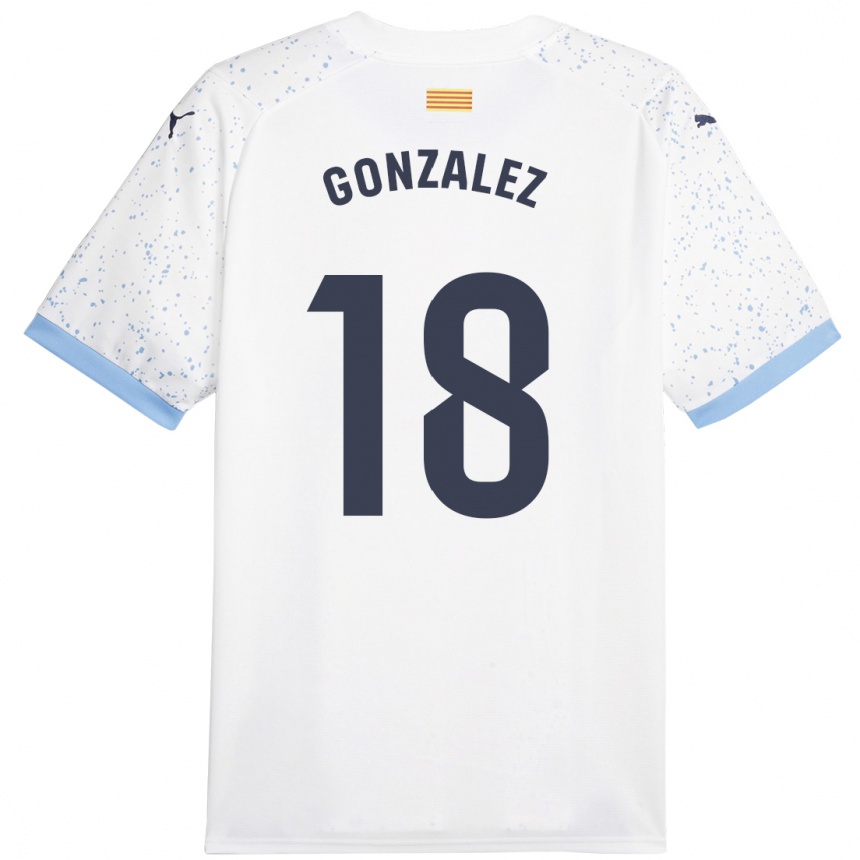 Niño Fútbol Camiseta Gerard Gonzalez #18 Blanco 2ª Equipación 2023/24 Perú