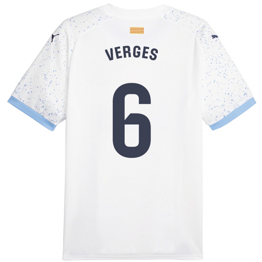 Niño Fútbol Camiseta Mar Vergés #6 Blanco 2ª Equipación 2023/24 Perú