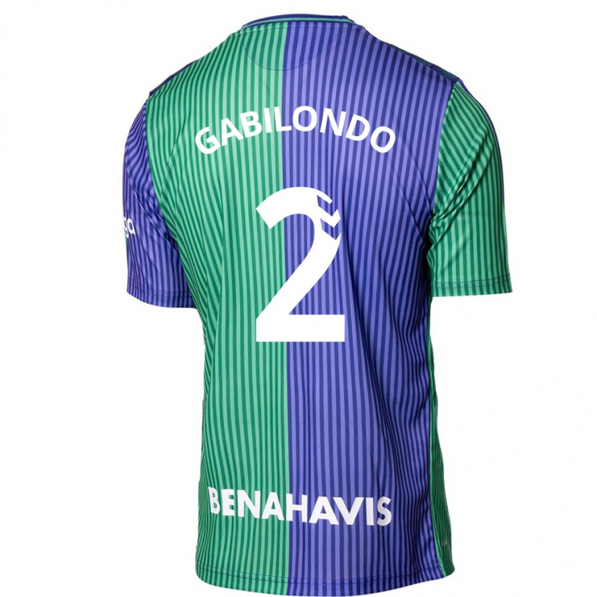 Niño Fútbol Camiseta Jokin Gabilondo #2 Verde Azul 2ª Equipación 2023/24 Perú