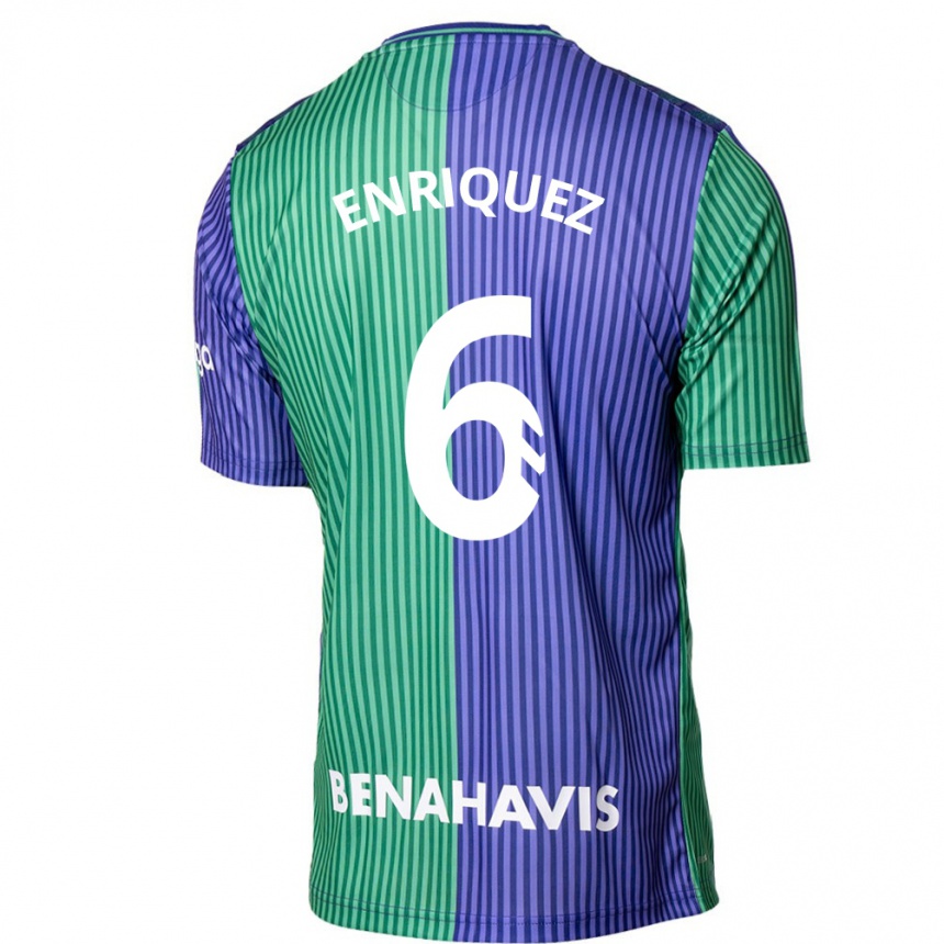 Niño Fútbol Camiseta Ramón Enríquez #6 Verde Azul 2ª Equipación 2023/24 Perú