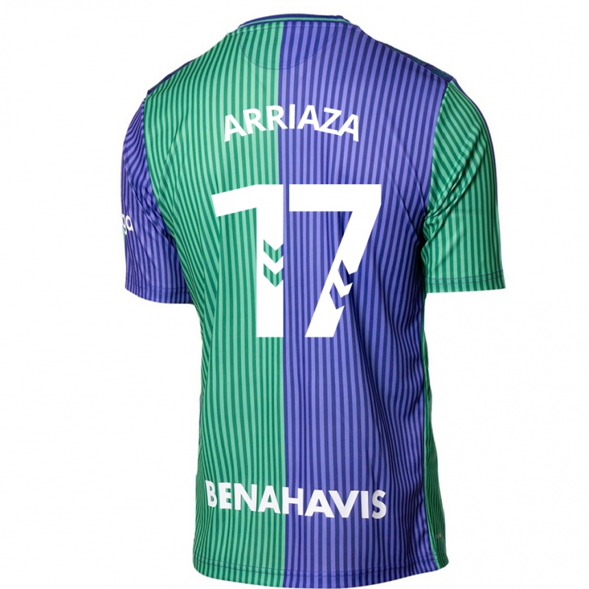 Niño Fútbol Camiseta Pablo Arriaza #17 Verde Azul 2ª Equipación 2023/24 Perú