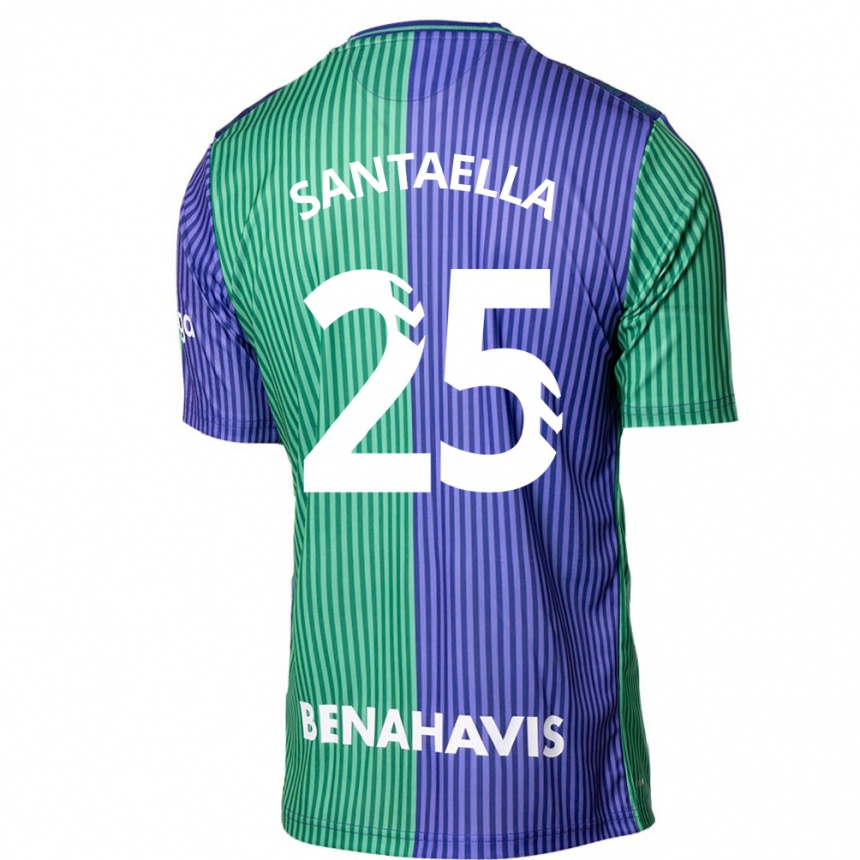 Niño Fútbol Camiseta Miguel Ángel Santaella #25 Verde Azul 2ª Equipación 2023/24 Perú