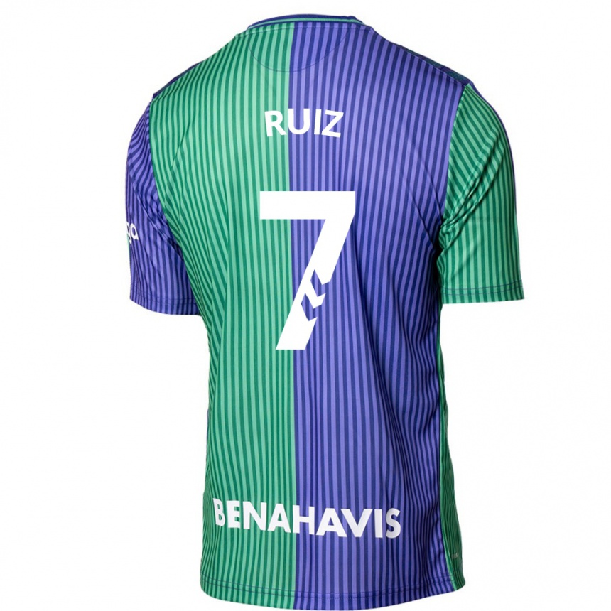 Niño Fútbol Camiseta María Ruiz #7 Verde Azul 2ª Equipación 2023/24 Perú