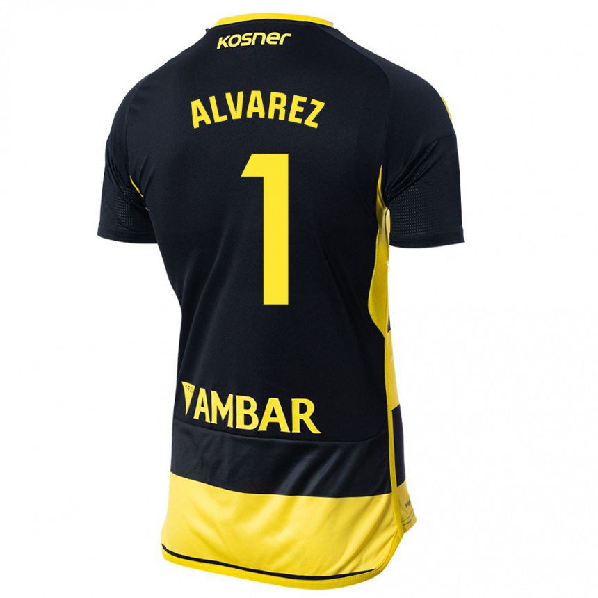 Niño Fútbol Camiseta Cristian Álvarez #1 Negro Amarillo 2ª Equipación 2023/24 Perú