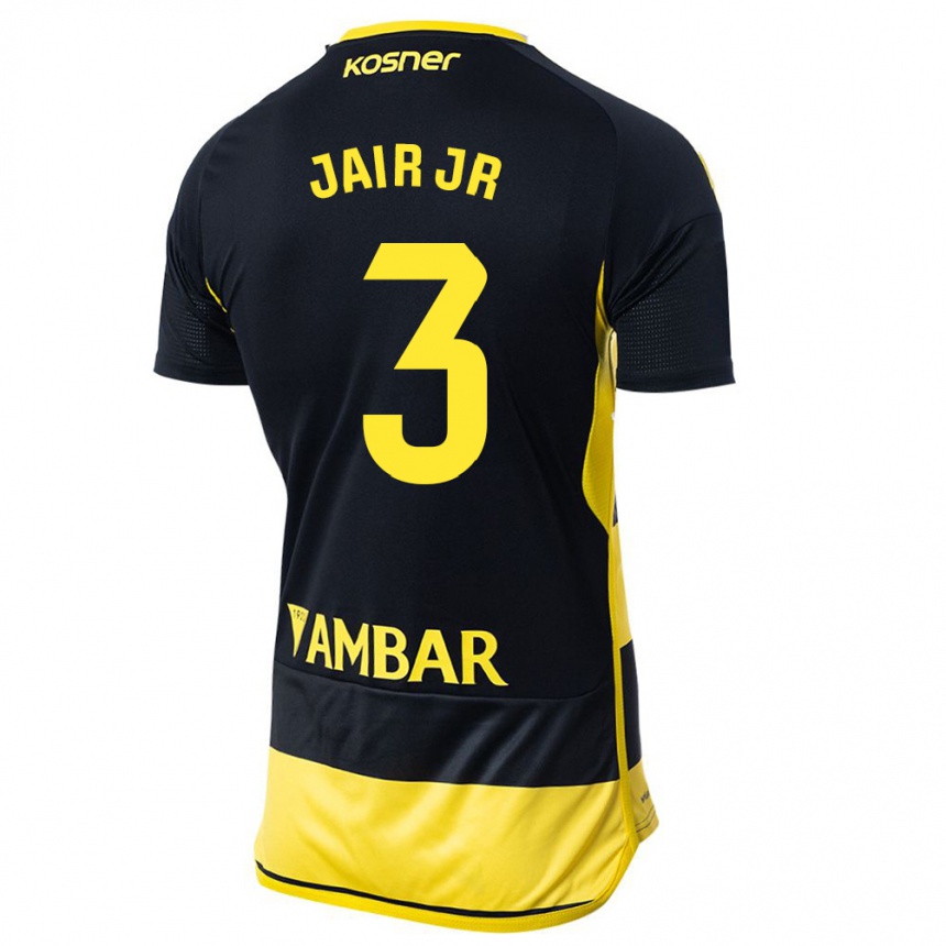 Niño Fútbol Camiseta Jair Amador #3 Negro Amarillo 2ª Equipación 2023/24 Perú