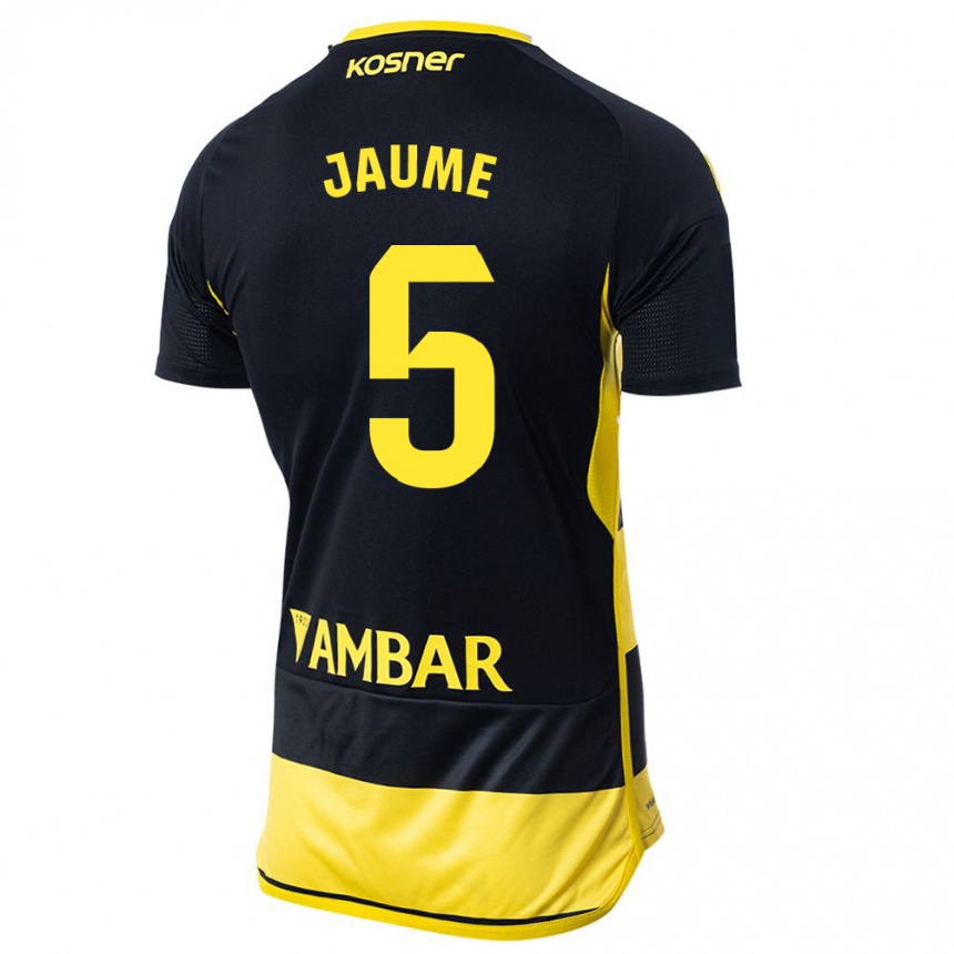 Niño Fútbol Camiseta Jaume Grau #5 Negro Amarillo 2ª Equipación 2023/24 Perú