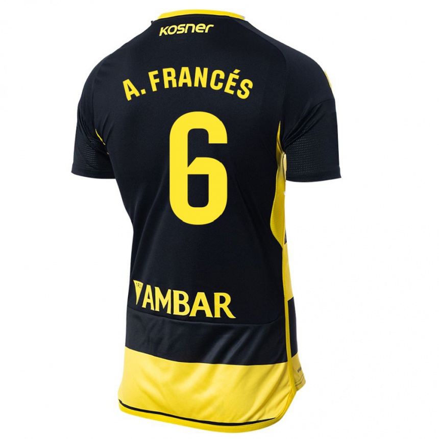 Niño Fútbol Camiseta Alejandro Francés #6 Negro Amarillo 2ª Equipación 2023/24 Perú