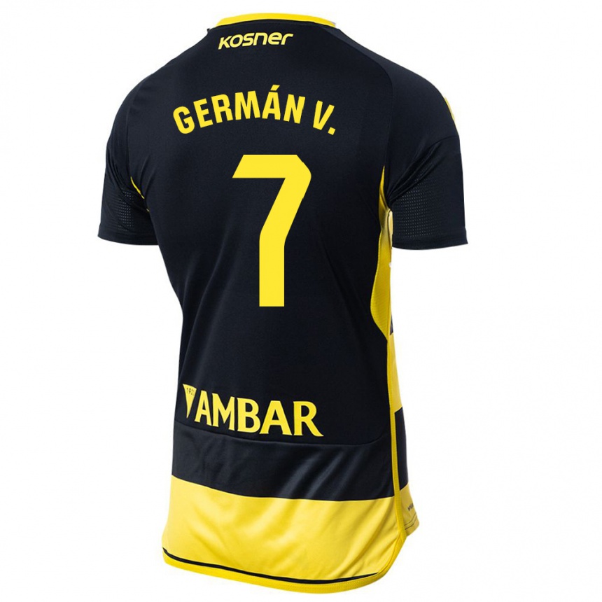 Niño Fútbol Camiseta German Valera #7 Negro Amarillo 2ª Equipación 2023/24 Perú