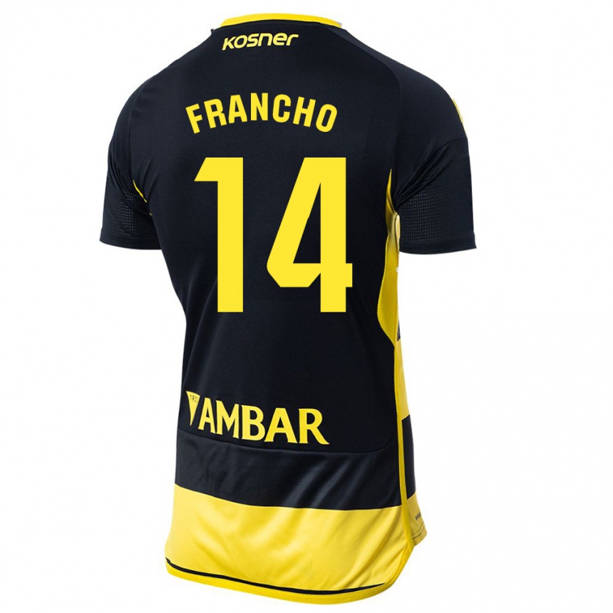 Niño Fútbol Camiseta Francho Serrano #14 Negro Amarillo 2ª Equipación 2023/24 Perú