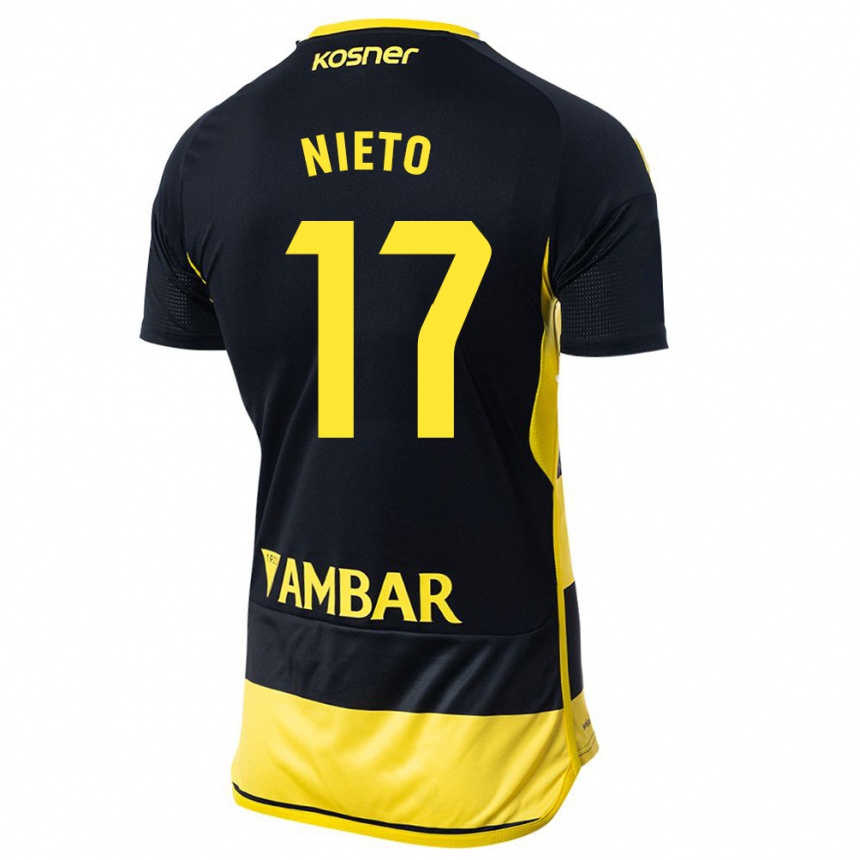 Niño Fútbol Camiseta Carlos Nieto #17 Negro Amarillo 2ª Equipación 2023/24 Perú