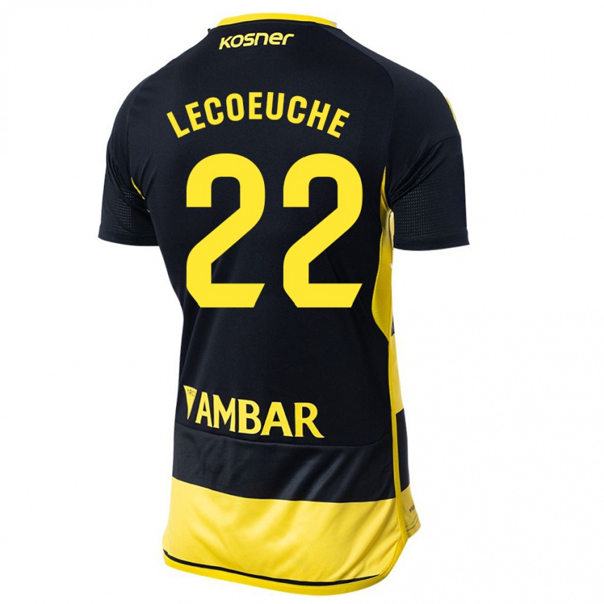 Niño Fútbol Camiseta Quentin Lecoeuche #22 Negro Amarillo 2ª Equipación 2023/24 Perú