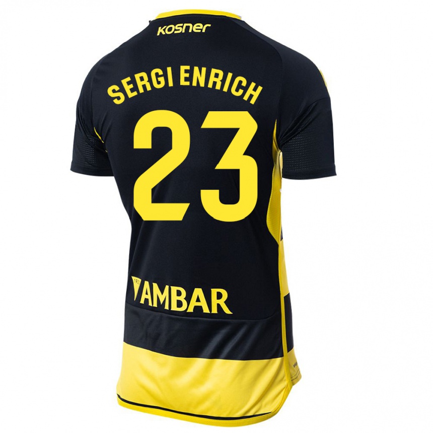 Niño Fútbol Camiseta Sergi Enrich #23 Negro Amarillo 2ª Equipación 2023/24 Perú