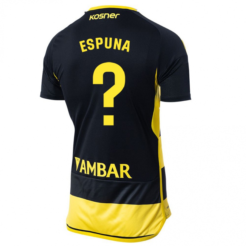 Niño Fútbol Camiseta Nico Espuña #0 Negro Amarillo 2ª Equipación 2023/24 Perú