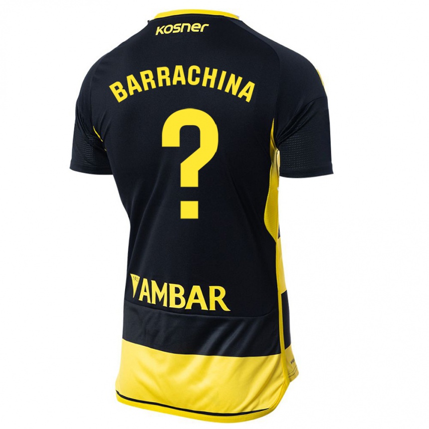 Niño Fútbol Camiseta Hugo Barrachina #0 Negro Amarillo 2ª Equipación 2023/24 Perú