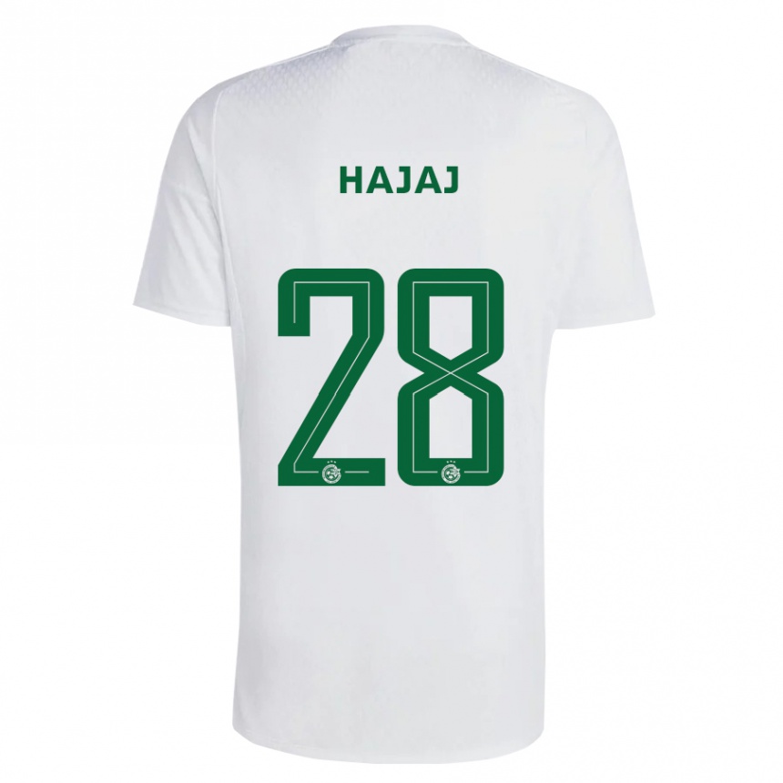 Niño Fútbol Camiseta Ilay Hajaj #28 Verde Azul 2ª Equipación 2023/24 Perú