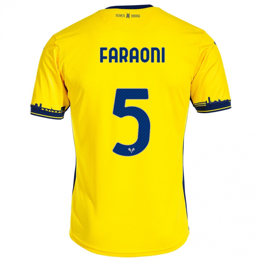 Niño Fútbol Camiseta Davide Faraoni #5 Amarillo 2ª Equipación 2023/24 Perú