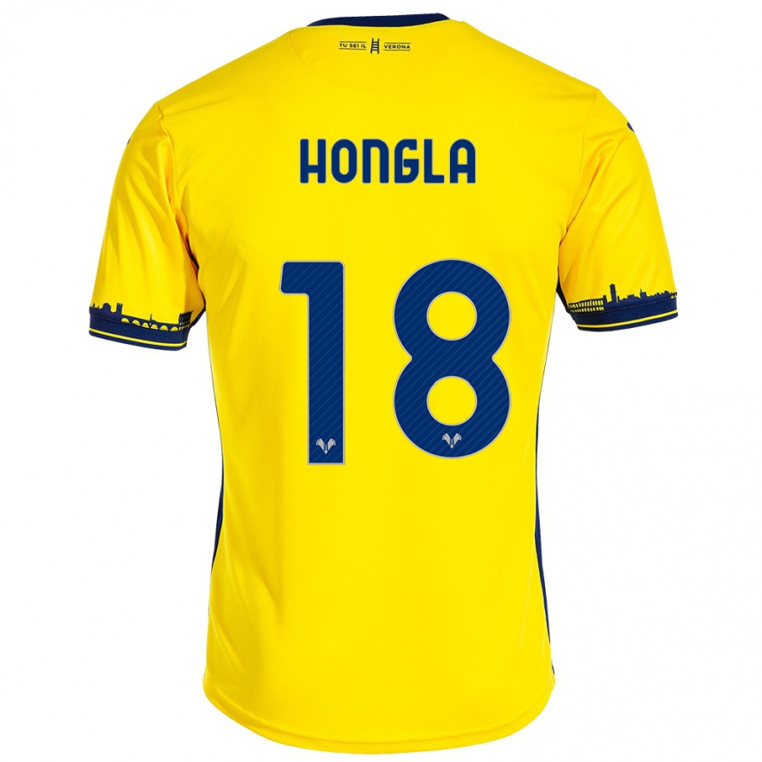 Niño Fútbol Camiseta Martin Hongla #18 Amarillo 2ª Equipación 2023/24 Perú