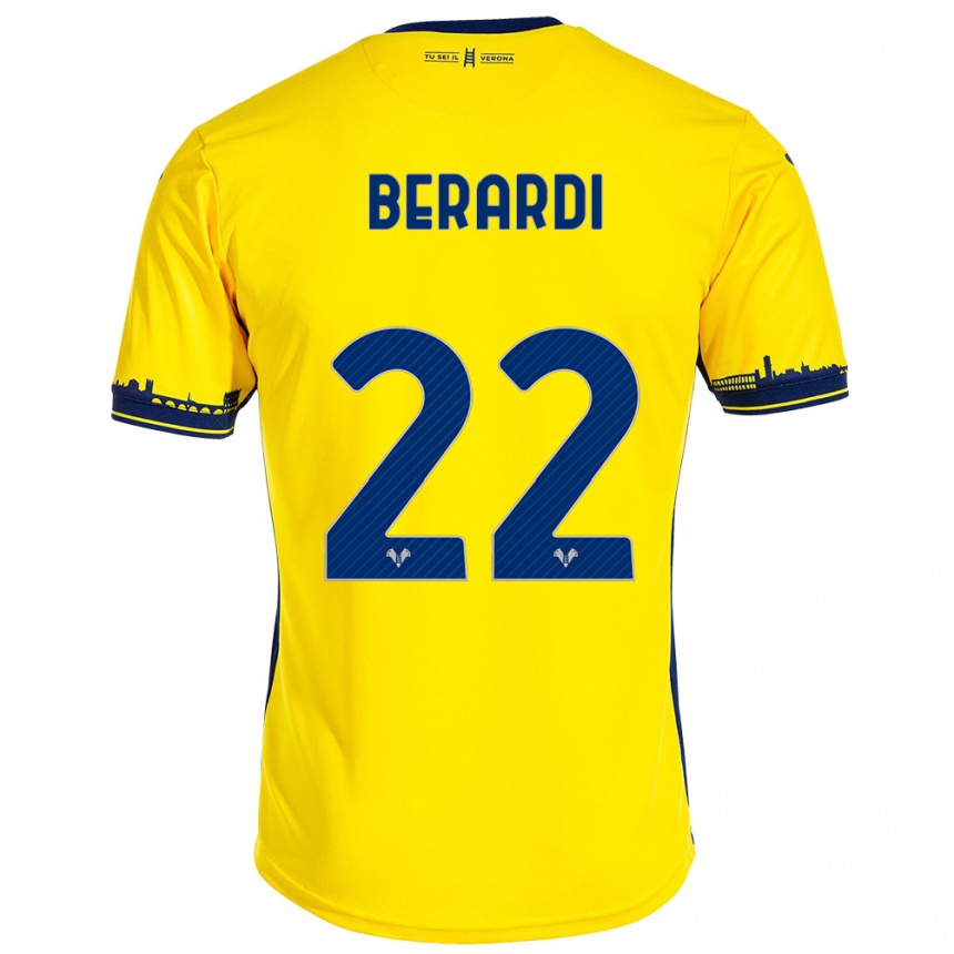 Niño Fútbol Camiseta Alessandro Berardi #22 Amarillo 2ª Equipación 2023/24 Perú