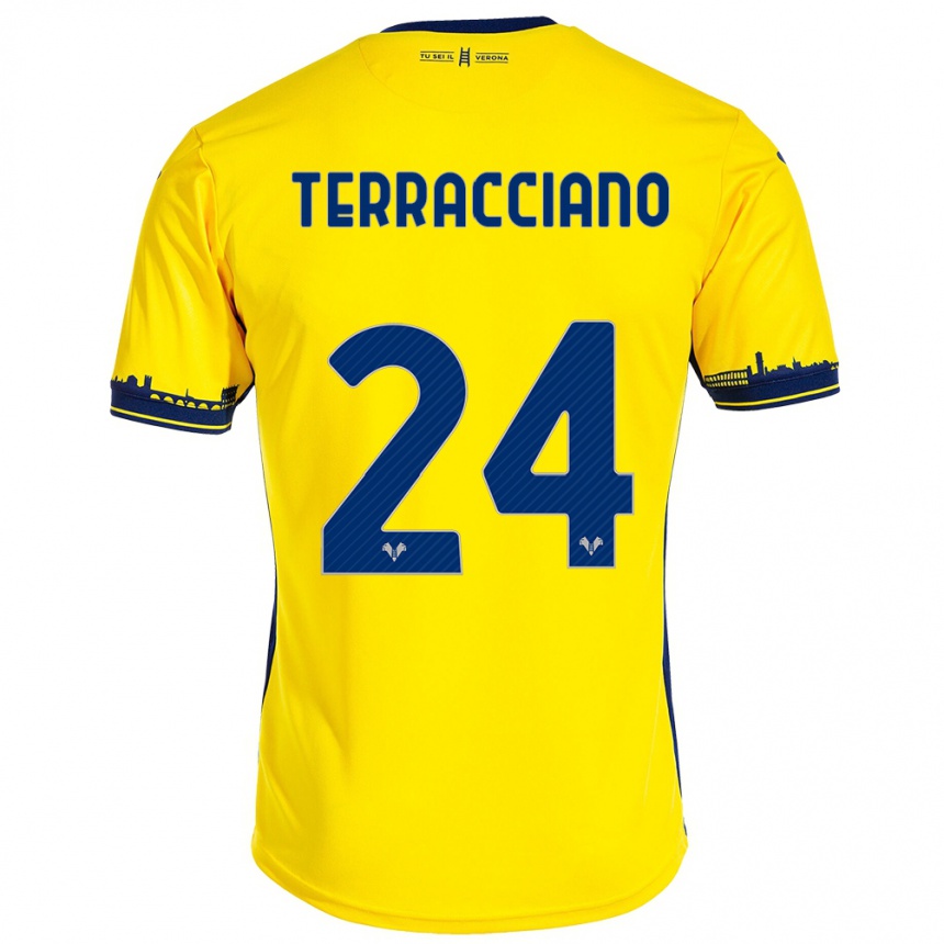 Niño Fútbol Camiseta Filippo Terracciano #24 Amarillo 2ª Equipación 2023/24 Perú