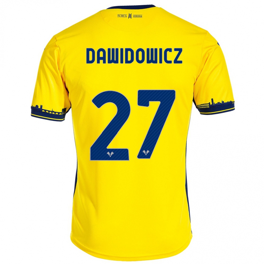 Niño Fútbol Camiseta Pawel Dawidowicz #27 Amarillo 2ª Equipación 2023/24 Perú