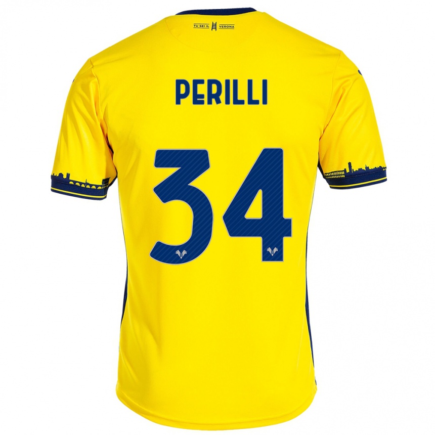 Niño Fútbol Camiseta Simone Perilli #34 Amarillo 2ª Equipación 2023/24 Perú