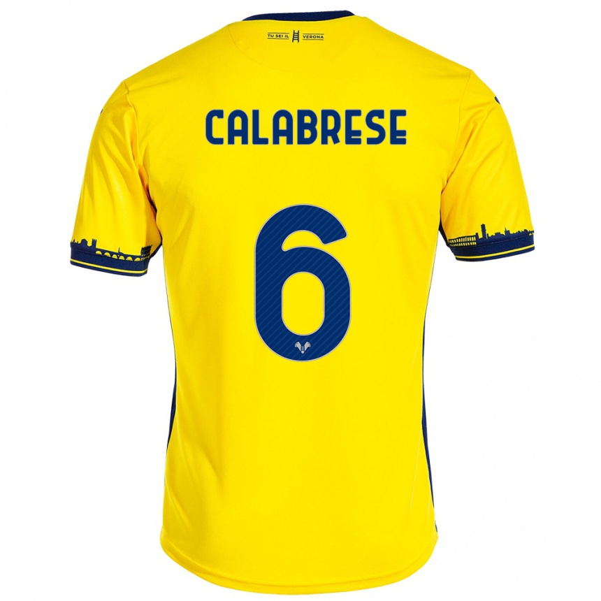 Niño Fútbol Camiseta Nicolò Calabrese #6 Amarillo 2ª Equipación 2023/24 Perú