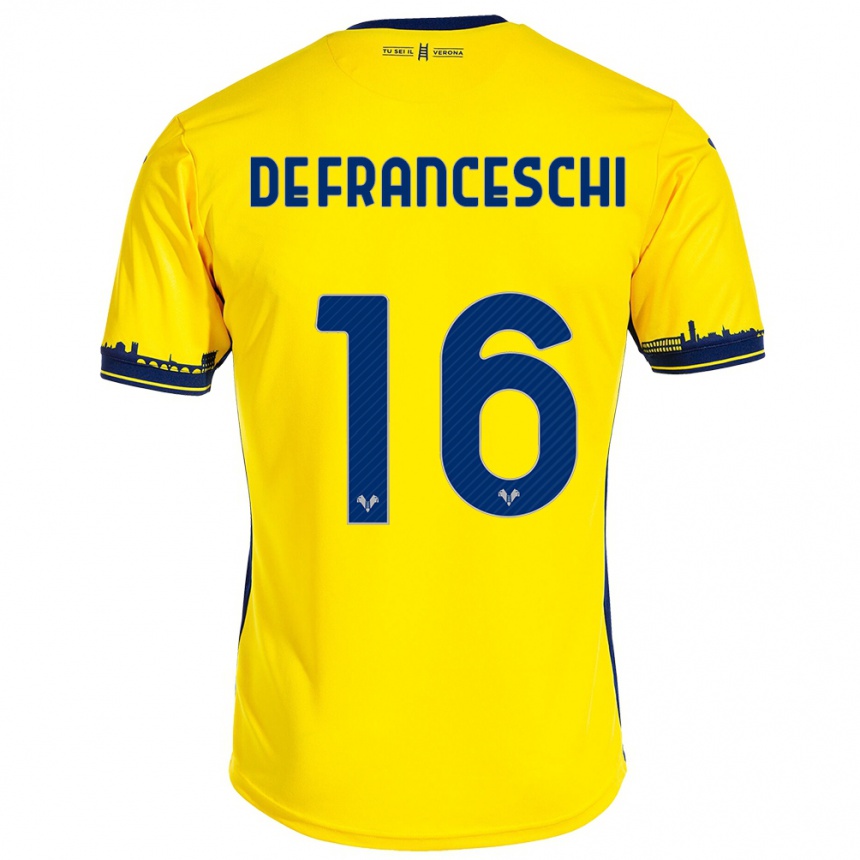 Niño Fútbol Camiseta Edoardo De Franceschi #16 Amarillo 2ª Equipación 2023/24 Perú