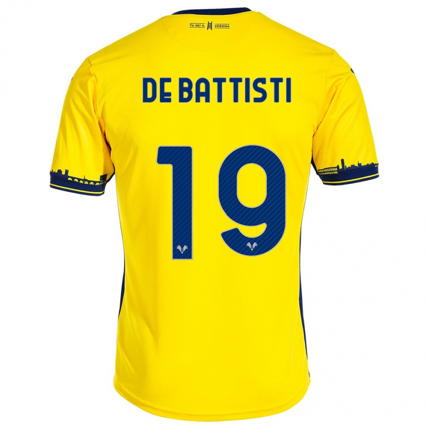 Niño Fútbol Camiseta Davide De Battisti #19 Amarillo 2ª Equipación 2023/24 Perú