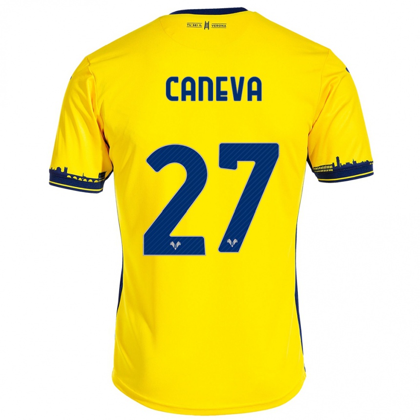 Niño Fútbol Camiseta Elia Caneva #27 Amarillo 2ª Equipación 2023/24 Perú