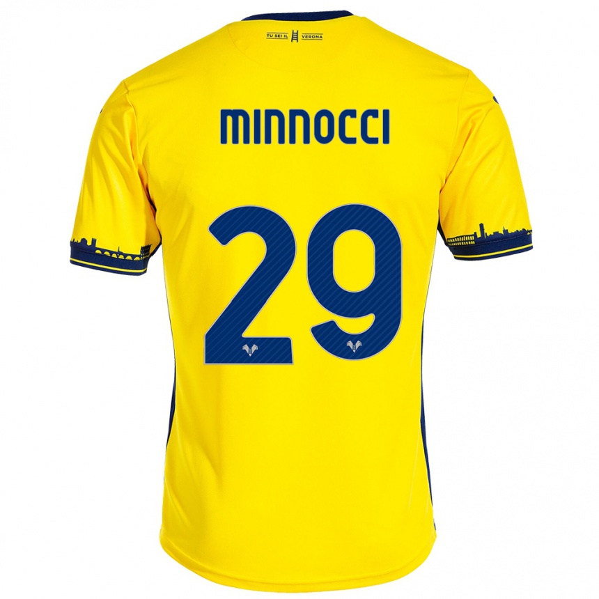 Niño Fútbol Camiseta Valerio Minnocci #29 Amarillo 2ª Equipación 2023/24 Perú