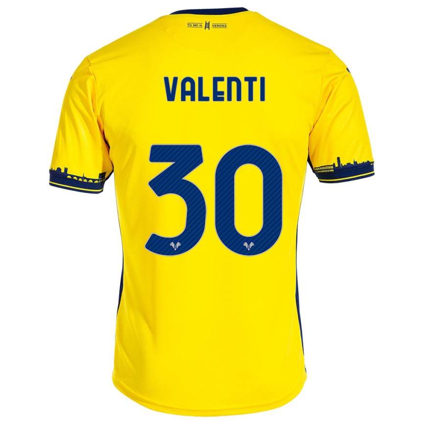 Niño Fútbol Camiseta Francesco Valenti #30 Amarillo 2ª Equipación 2023/24 Perú