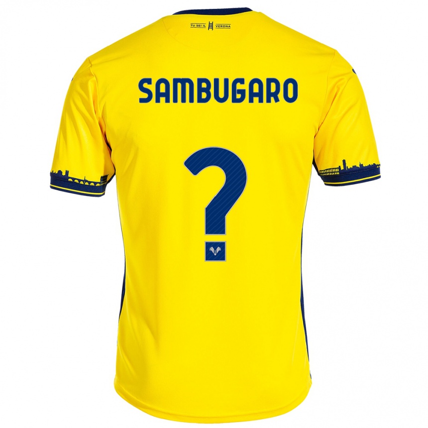 Niño Fútbol Camiseta Mattia Sambugaro #0 Amarillo 2ª Equipación 2023/24 Perú