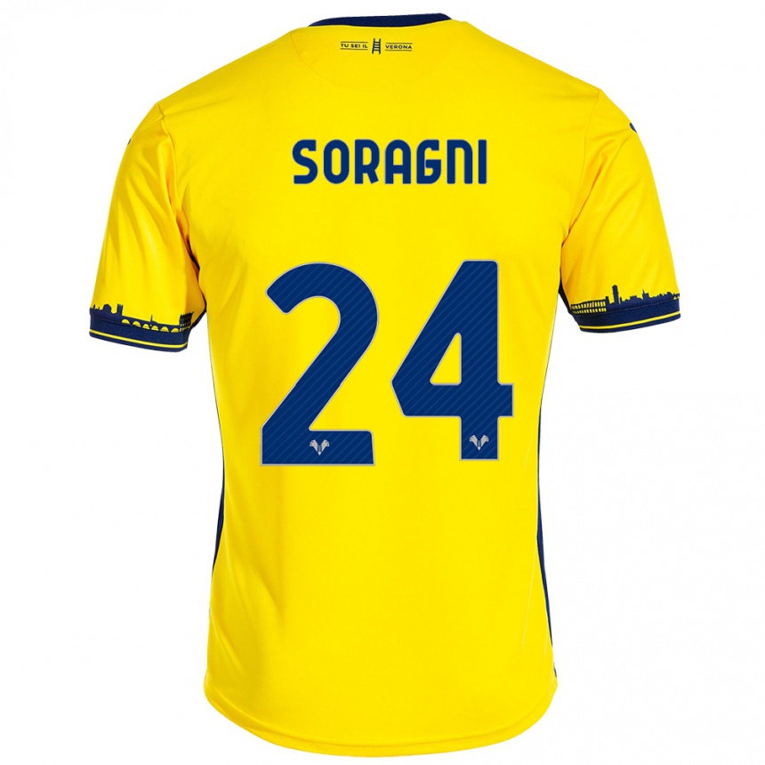 Niño Fútbol Camiseta Alberto Soragni #24 Amarillo 2ª Equipación 2023/24 Perú