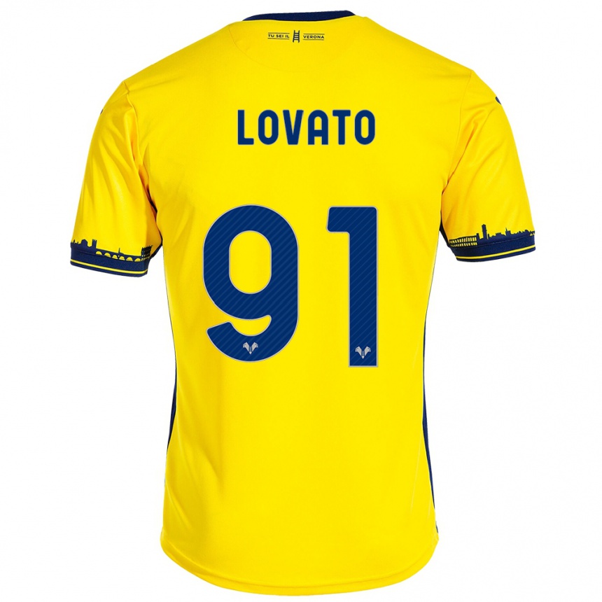 Niño Fútbol Camiseta Enrico Lovato #91 Amarillo 2ª Equipación 2023/24 Perú