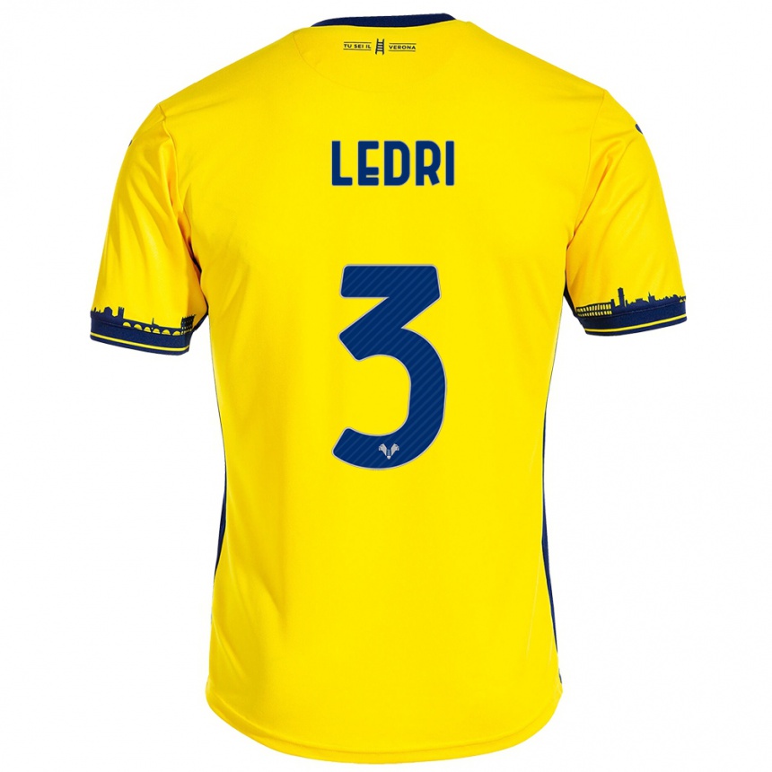 Niño Fútbol Camiseta Michela Ledri #3 Amarillo 2ª Equipación 2023/24 Perú