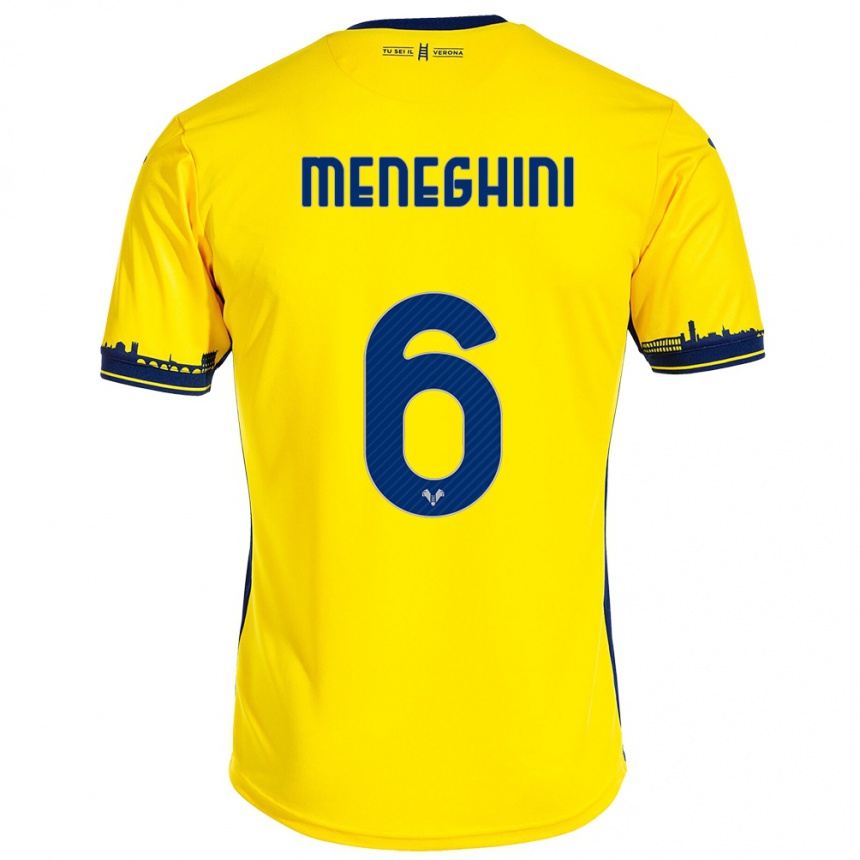 Niño Fútbol Camiseta Sofia Meneghini #6 Amarillo 2ª Equipación 2023/24 Perú