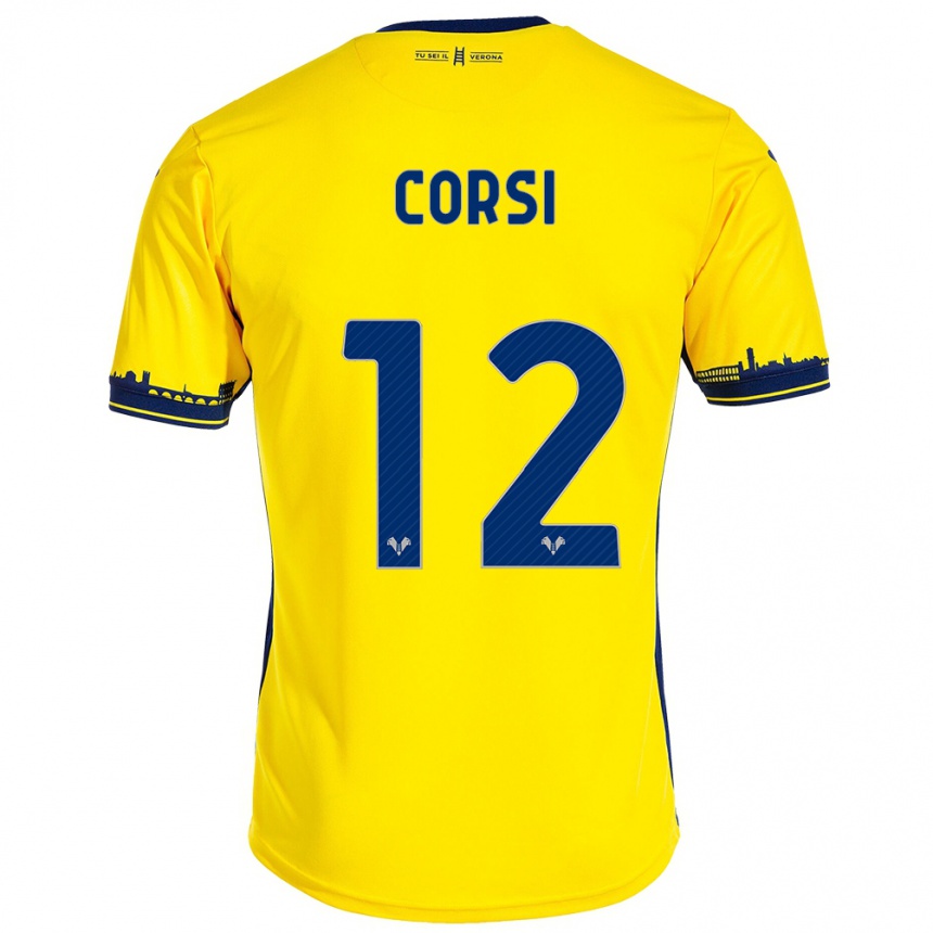 Niño Fútbol Camiseta Sara Corsi #12 Amarillo 2ª Equipación 2023/24 Perú