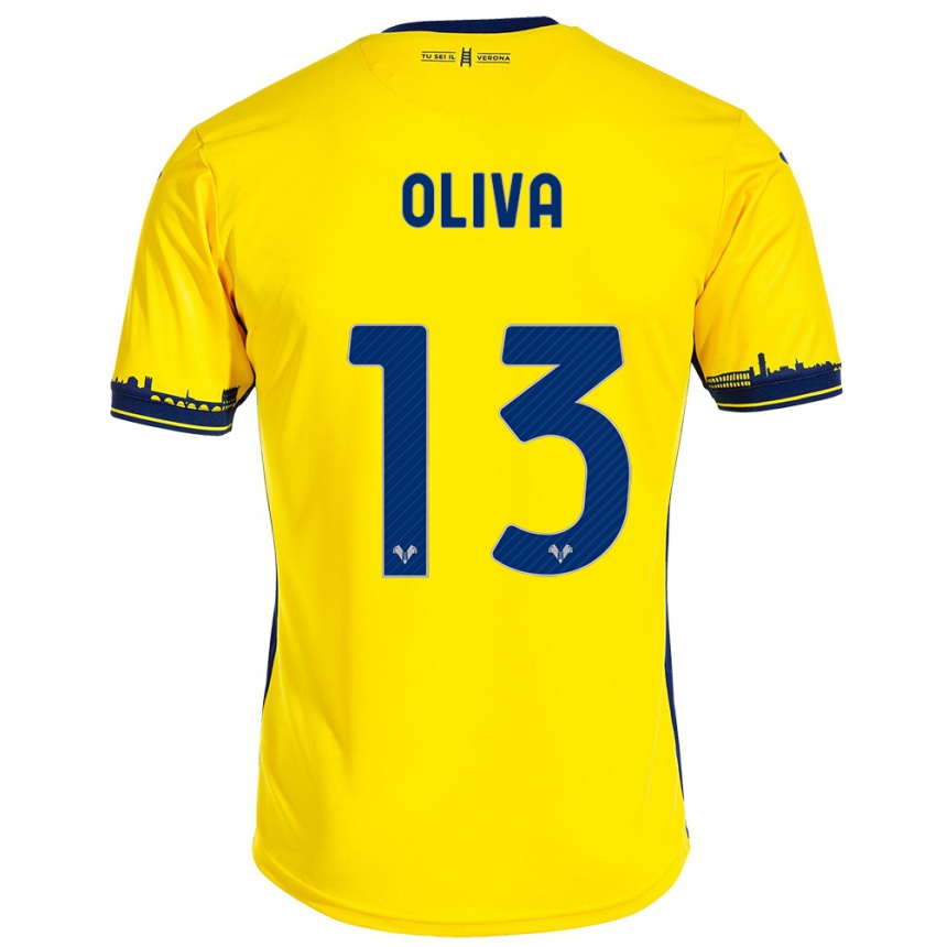 Niño Fútbol Camiseta Eleonora Oliva #13 Amarillo 2ª Equipación 2023/24 Perú