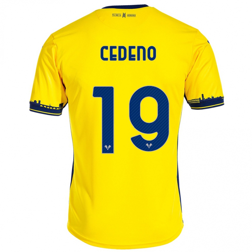 Niño Fútbol Camiseta Lineth Cedeno #19 Amarillo 2ª Equipación 2023/24 Perú