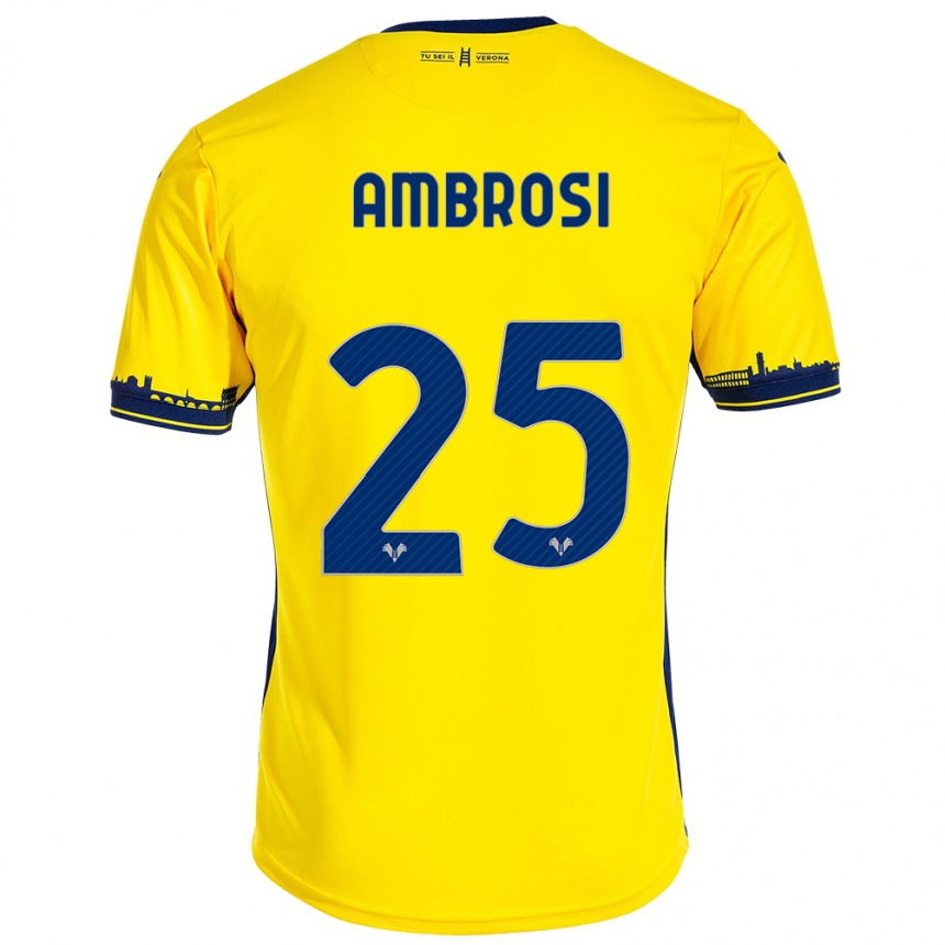 Niño Fútbol Camiseta Caterina Ambrosi #25 Amarillo 2ª Equipación 2023/24 Perú