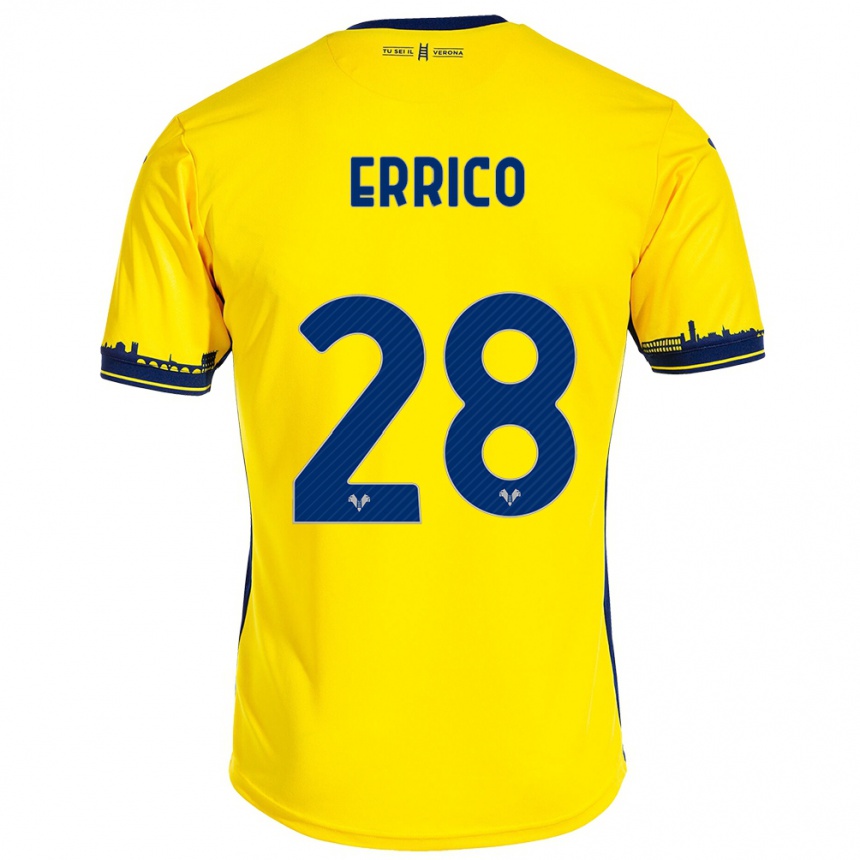 Niño Fútbol Camiseta Emma Raffaella Errico #28 Amarillo 2ª Equipación 2023/24 Perú