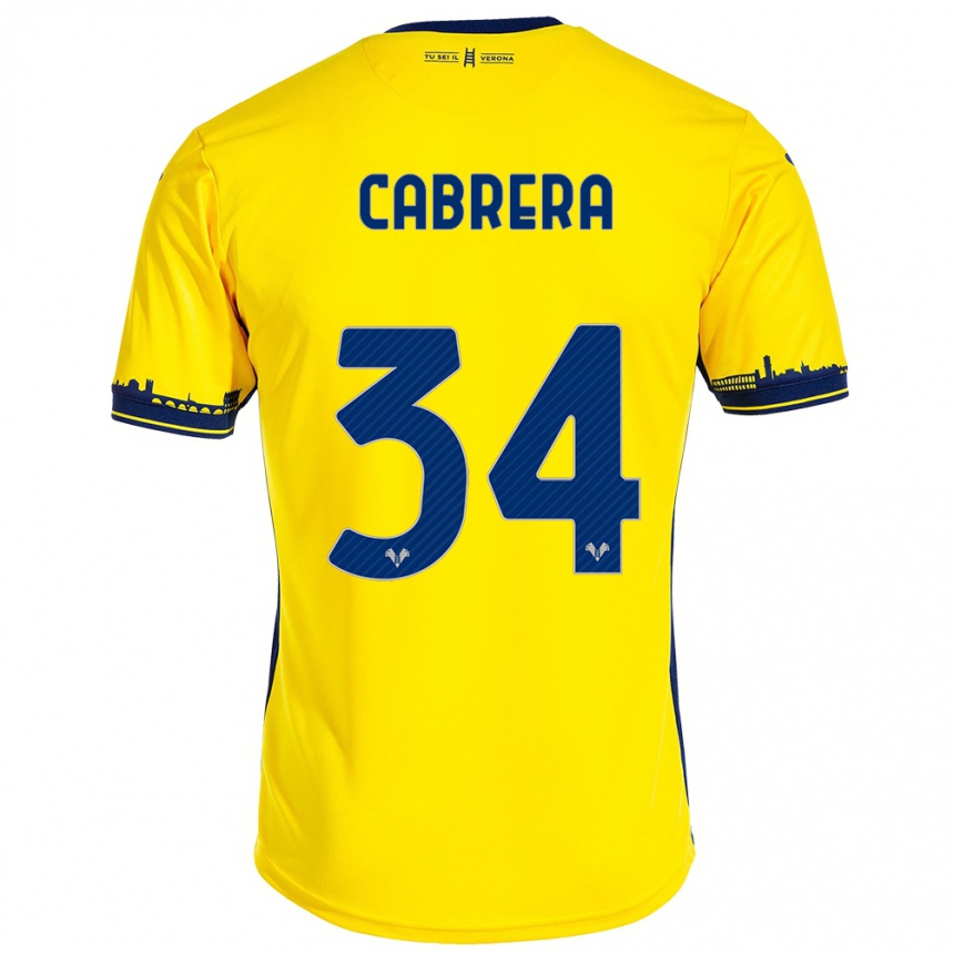 Niño Fútbol Camiseta Ilena Cabrera #34 Amarillo 2ª Equipación 2023/24 Perú